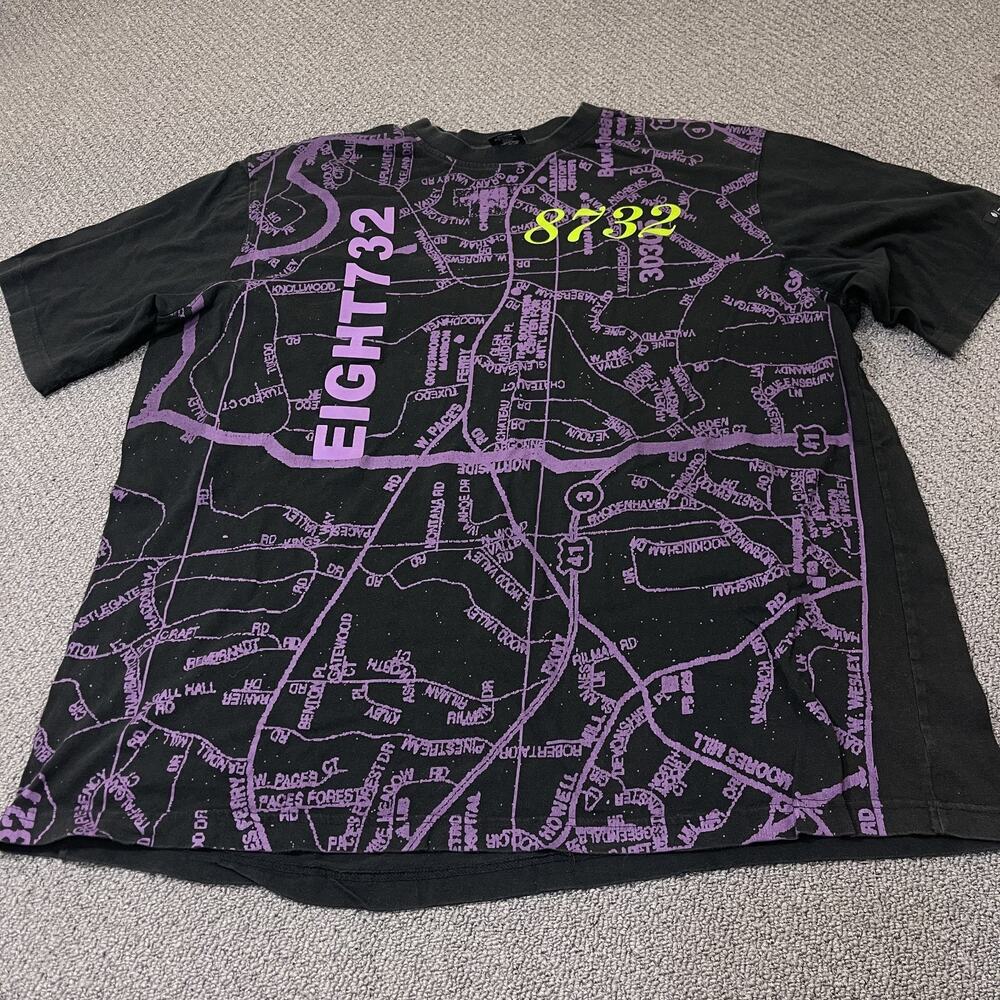 Eight 732 Shirt Mens 4XL Short Sleeve Tee T Map Purple 8732 XXXXL